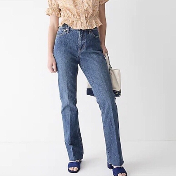 J Crew New high rise full length Demi-boot jeans in Kamari wash raw hem - Picture 1 of 12